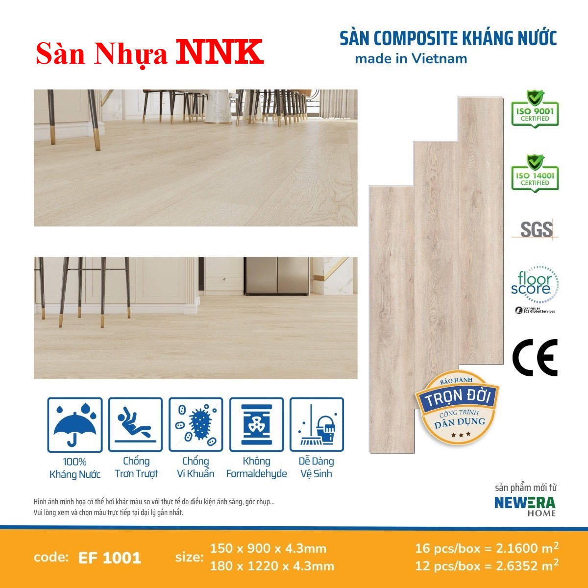 Sàn nhựa hèm khoá mẫu mới NNK 01 tại Dầu Tiếng 